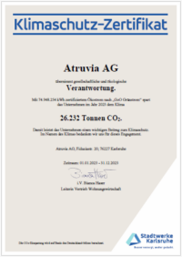 Atruvia AG Klimaschutzzertifikat Strom 2023