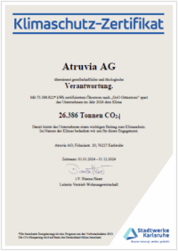 Atruvia AG Klimaschutzzertifikat Strom Prognose 2024