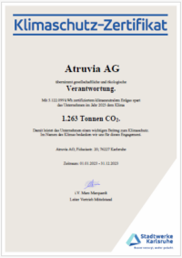 Atruvia AG Klimaschutzzertifikat Erdgas 2023